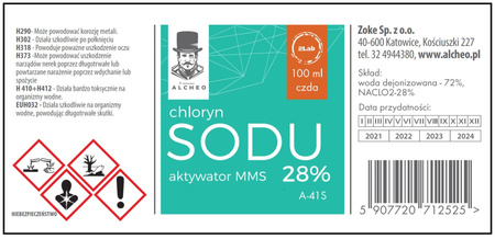 MMS - Chloryn sodu 28% - 100 ml. Dr Alcheo