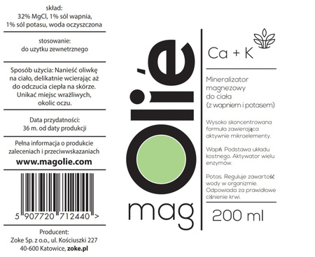 Oliwka Magnezowa 32% z Potasem i Wapniem. 200 ml - Spray