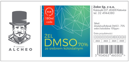 Żel DMSO 70% z Nanosrebrem 100ppm. 180ml