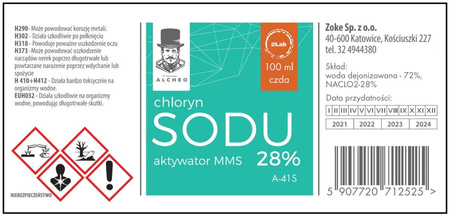 MMS -Chloryn Sodu 28% +Kwas Mlekowy 21% 2x100 ml. Dr Alcheo