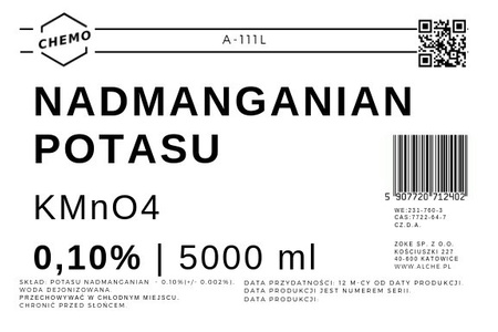 Nadmanganian potasu 0,100%. 5000 ml