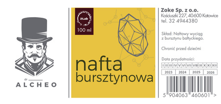 Nafta bursztynowa. Nafta z wyciągiem bursztynowym. 100ml