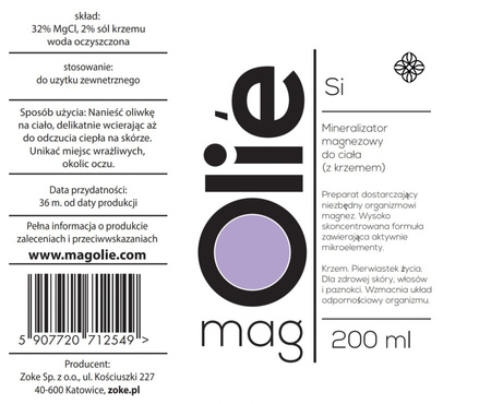 Oliwka Magnezowa 32% z Krzemem. 200 ml - Spray