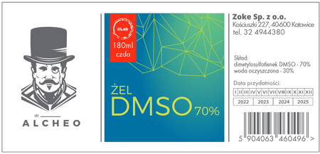 Żel  DMSO. 70%. Oczyszczony laboratoryjnie. 180ml