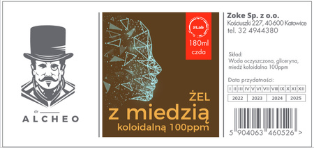 Żel z miedzią koloidalną 100ppm. 180ml