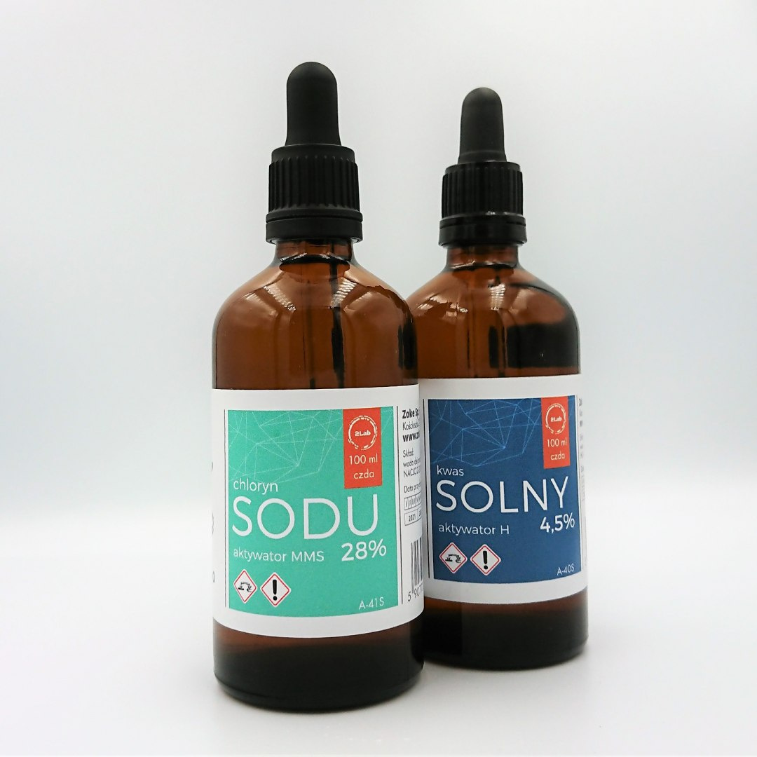 MMS -Chloryn Sodu 28% +Kwas solny 4,5% 2x100 ml. Dr Alcheo