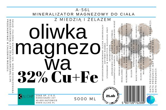 Oliwka Magnezowa 32%, Z Żelazem i Miedzią. 5000 ml
