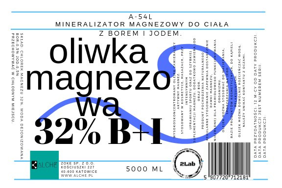 Oliwka Magnezowa 32%, Z Jodem i Borem. 5000 ml