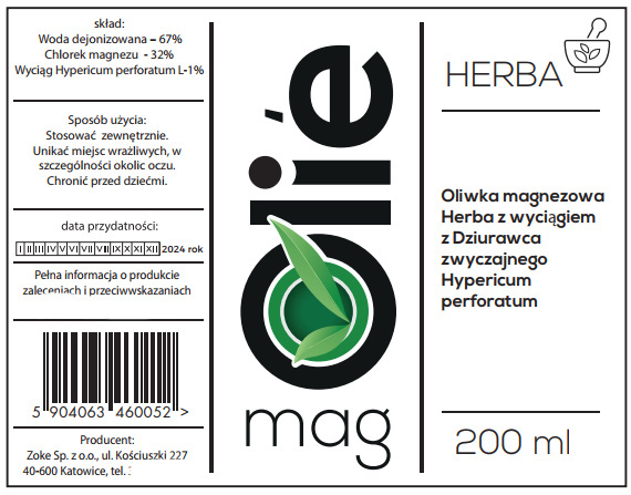 Oliwka magnezowa Herba z wyciągiem z Dziurawca. 200 ml. Spray
