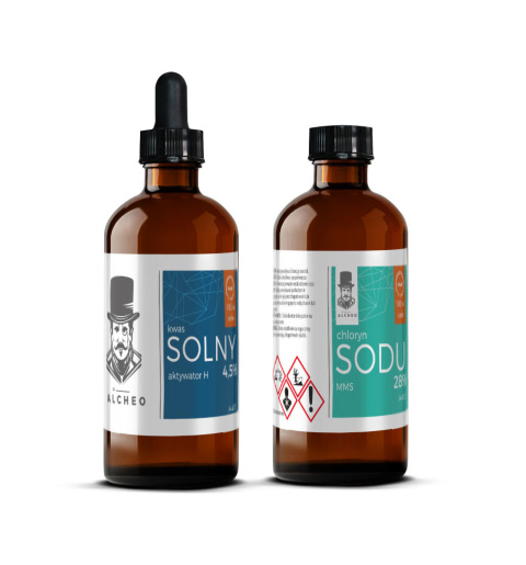 MMS -Chloryn Sodu 28% +Kwas solny 4,5% 2x100 ml. Dr Alcheo